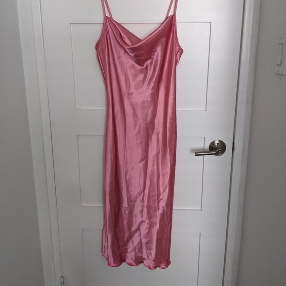 Bebe Satin Draped Neck Slip Dress - Picture 2 of 7